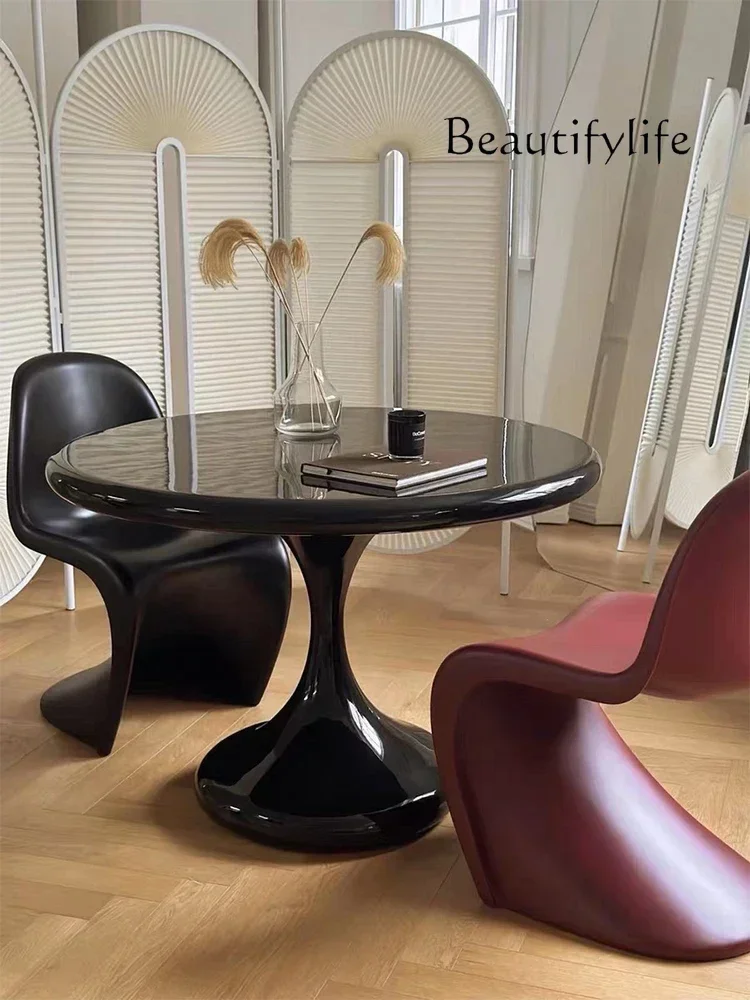 French Tulip Dining Table round Negotiation Table Water Drop  Small Apartment Home Dining Table
