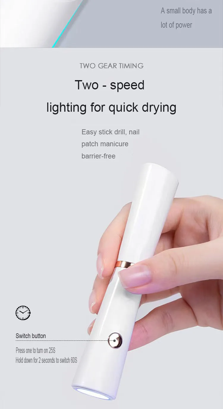 Przenośna mini lampa do paznokci z możliwością ładowania, kabel USB, przenośna lampa UV LED do paznokci z USB.