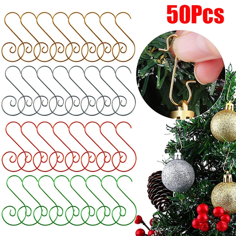 20/50Pcs Christmas Ornament Hooks Xmas Tree Ball Hanging Pendant Decor Hook Holders New Year Christmas Decorations For Home 2023