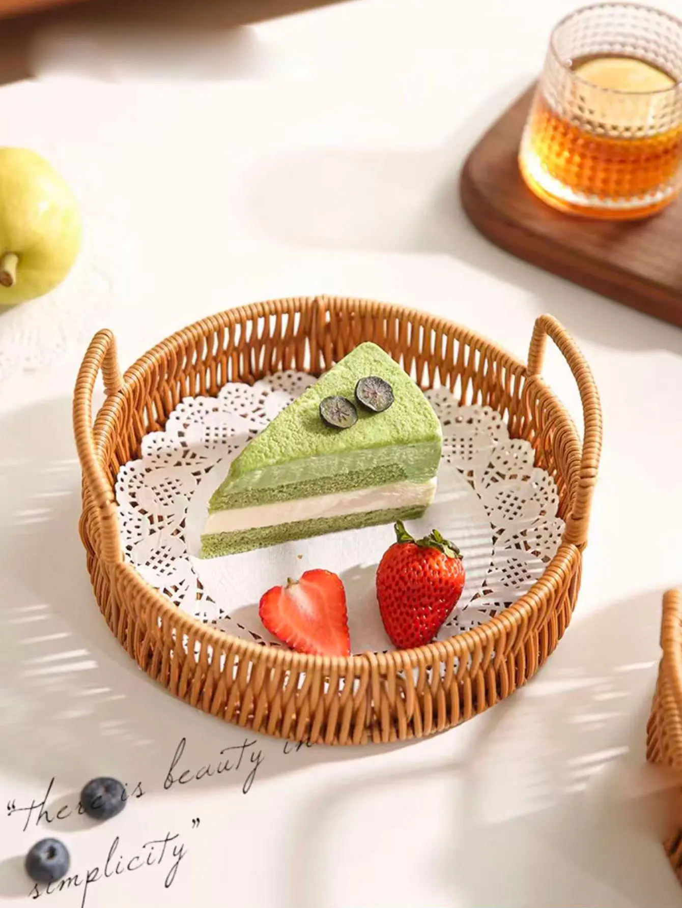 Dual-Use Rattan-Style Woven Basket for Home and Commercial Use, Suitable for Bars, Ktvs, Fries, Peanuts, Candy, Fruit, and Snack Display, 1 Piece view 2