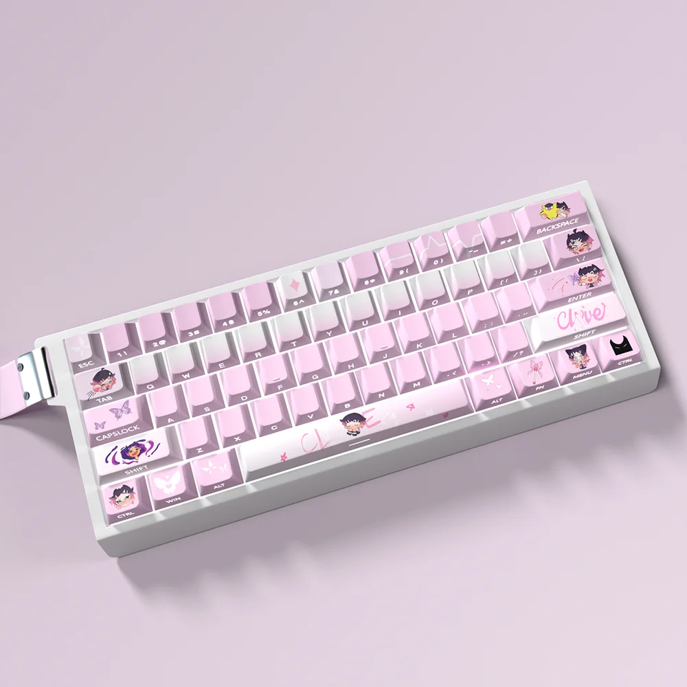 VALORANT Clove Theme Keycaps for 60/64/68 Hall Effect Keyboard Cherry Profile Artisan Key Cap Side Engraved Pink Anime Keycaps