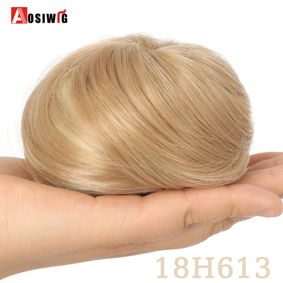 AOSI Synthetic Donut Bun Scrunchie Chignons Hair High temperature Natural Fake Clip in Hair Ponytail Extensions Accessories