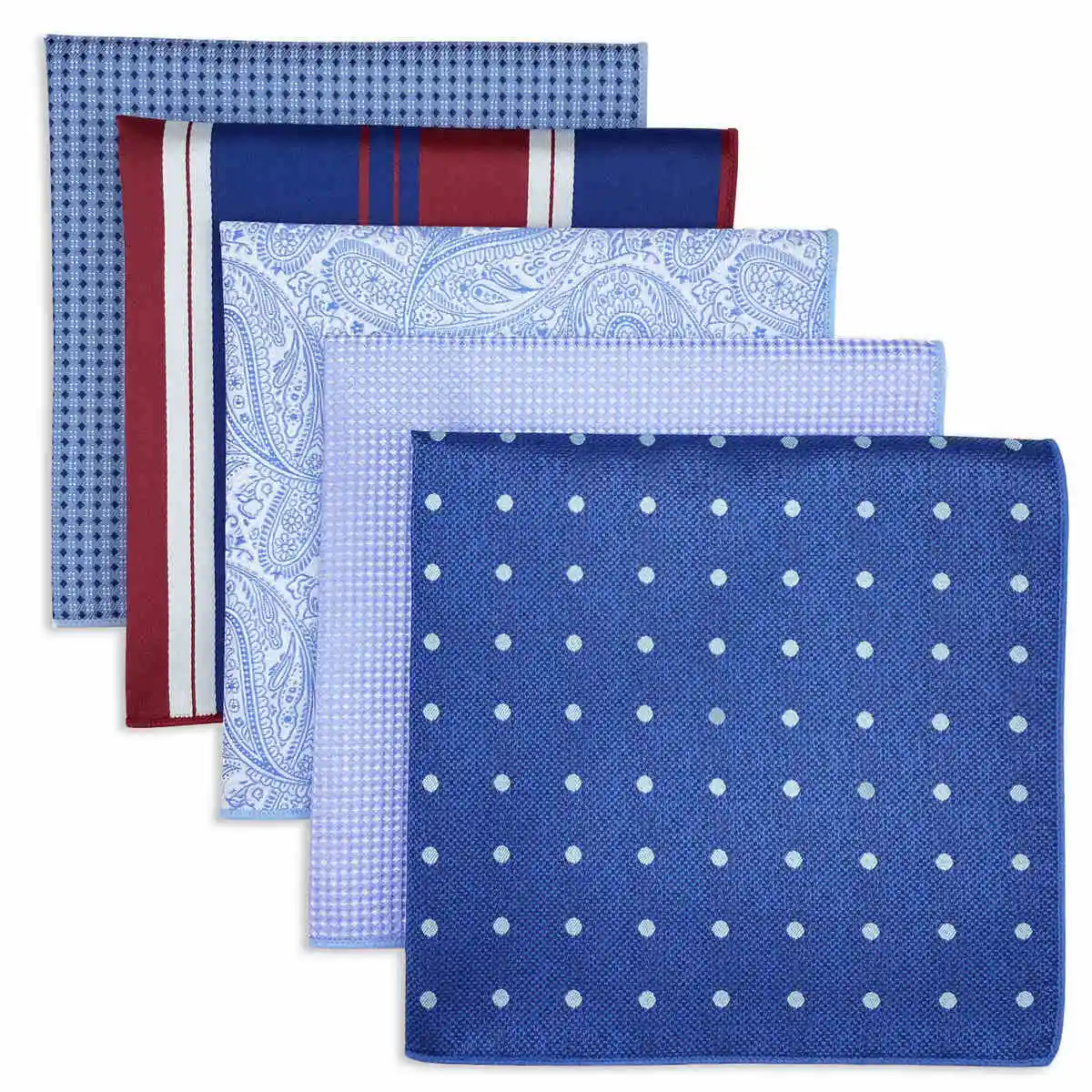 5 Pack Set Men's Pocket Square Handkerchief, Assorted Designs