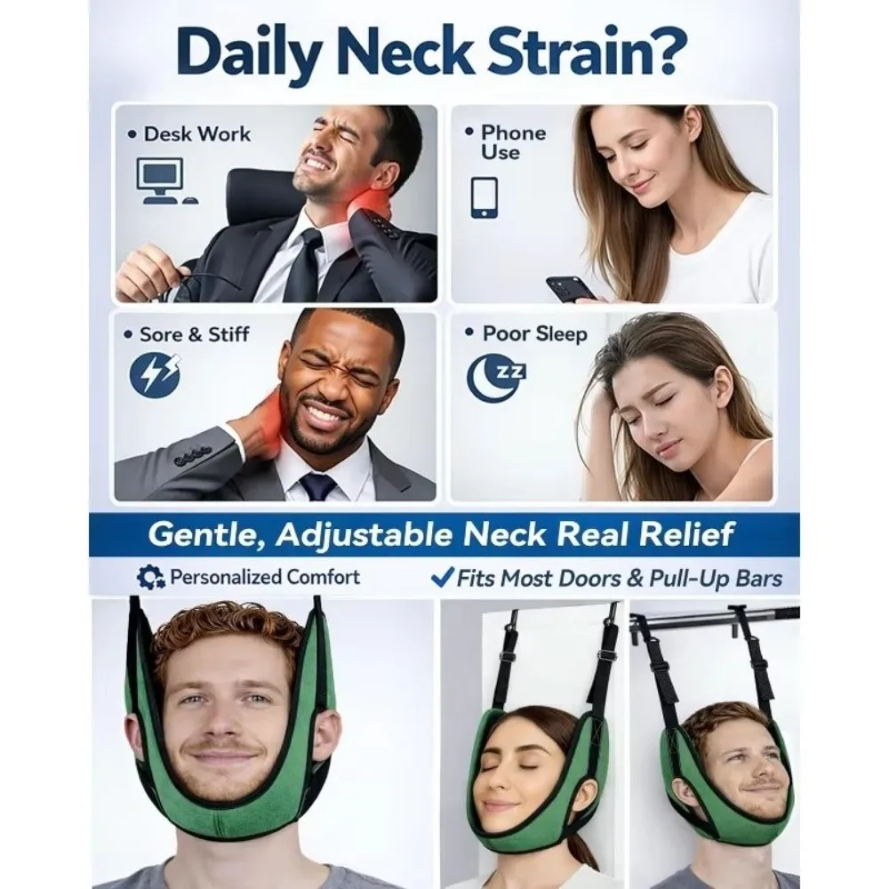 Ergonomic Door Hanging Neck Brace Household Adjustable Straps Neck Traction Device Thickened Cervical Traction Belt Neck Support