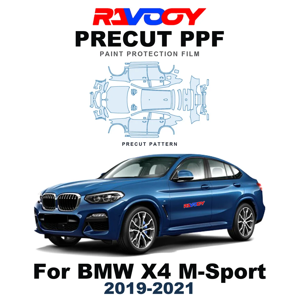 Precut PPF For BMW X4 M-Sport 2019-2021 8.5mil TPU Paint Protection Film Hood Bonnet Bumper Headlight Self-Healing Clear Kit
