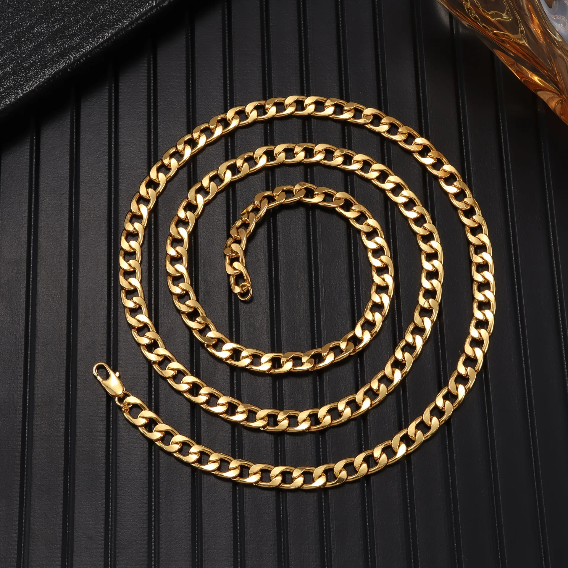 Classic High Quality Smooth Lock Chain Necklace for Women Collar Gold Color Chunky Thick Link Grunge Jewelry Steampunk Men Gift