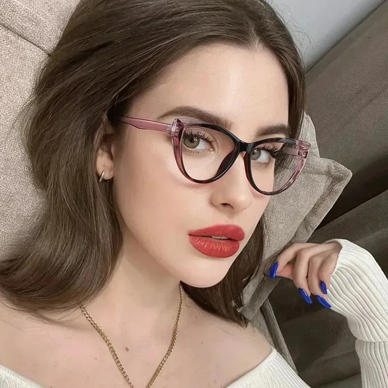 Cat Eye Anti Blue Light Glasses 2024 New Women Fashion Photochromic Lenses Women's Retro Pc Frame Classic Designer Glasses Очки