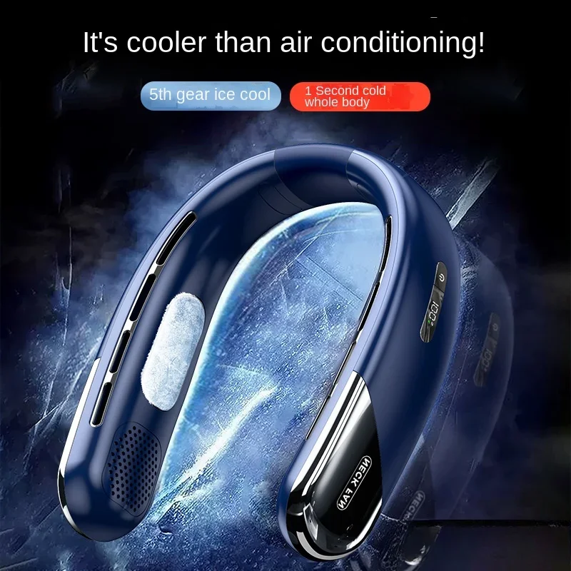 

Прочный портативный вентилятор для шеи без лопастей с USB-зарядкой, цифровым дисплеем, для охлаждения на улице, мини-вентилятор