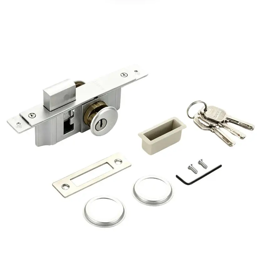 Zinc Alloy Lock for Aluminum Frame Glass Doors 10.5 cm Long Silver Color Precision Keyhole Two Tongue Security Solution