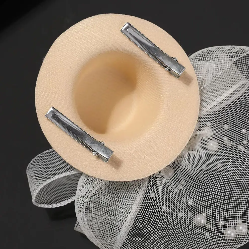 

Elegant Mesh Top Hat Bow Vintage Organza Hats Little Headdress for Dinner Stage Photo Show Birthday Children's Party Accessory