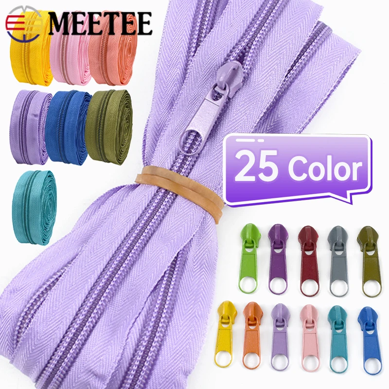 

10/30/50M 3# 5# Nylon Zipper Tape with Sliders Plastic Coil Zip for Garment Bag Closure Zips Repair Kit DIY Sewing Accessories