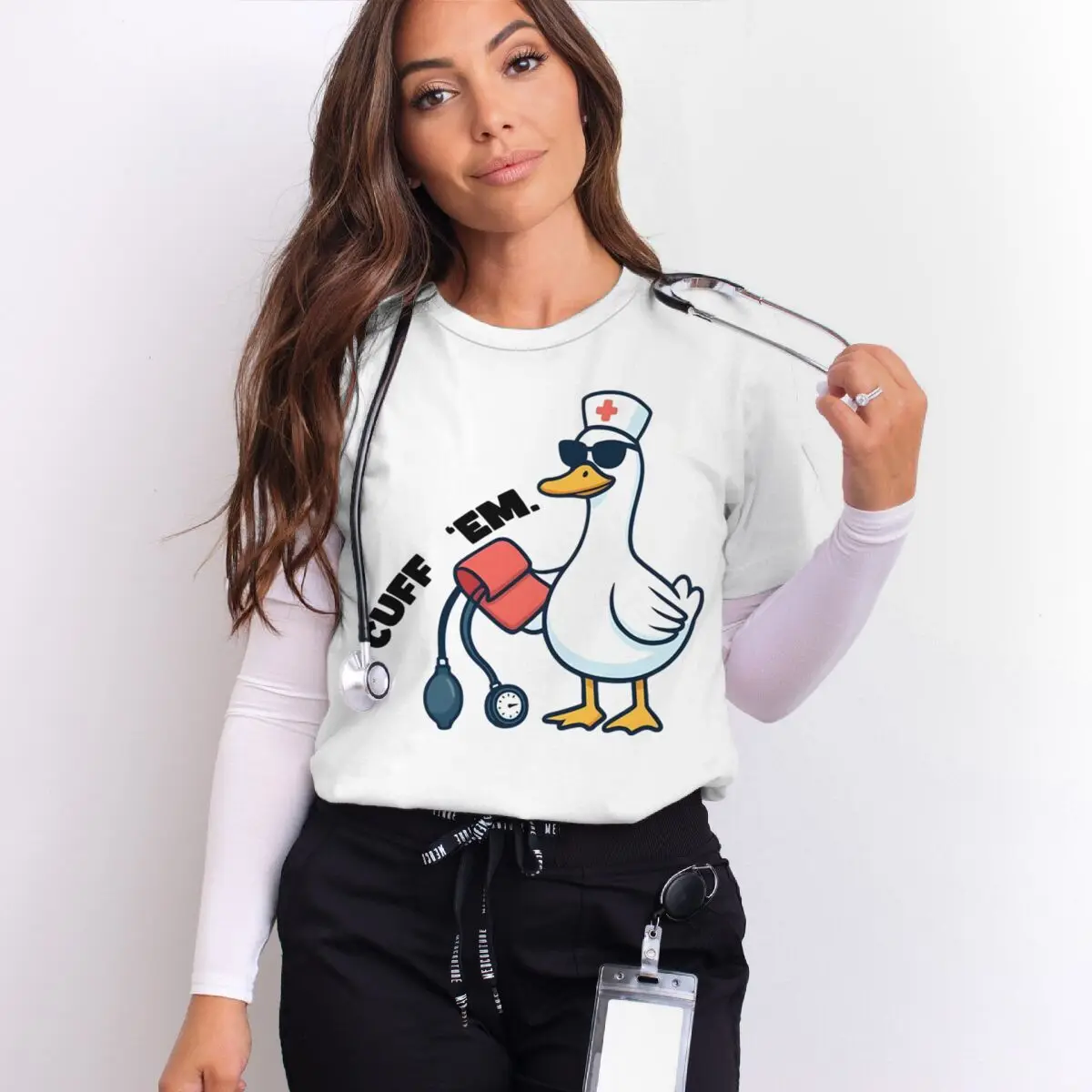 Emergency Room Nurse Graphic Print T-shirt Short Sleeve Crew Neck Casual Top For Summer Short Sleeved Harajuku Streetwear Tees
