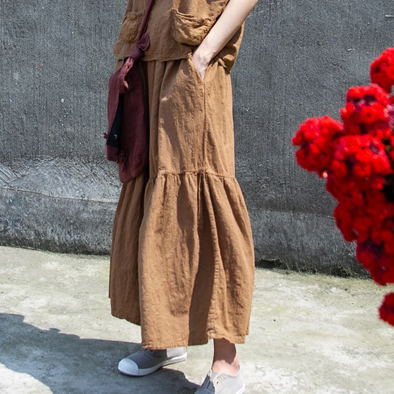 Hoge taille katoen linnen wijde pijpen broek dames nieuwe 2025, zomer vintage stijl effen kleur vrouwelijke enkellange casual broek M1537