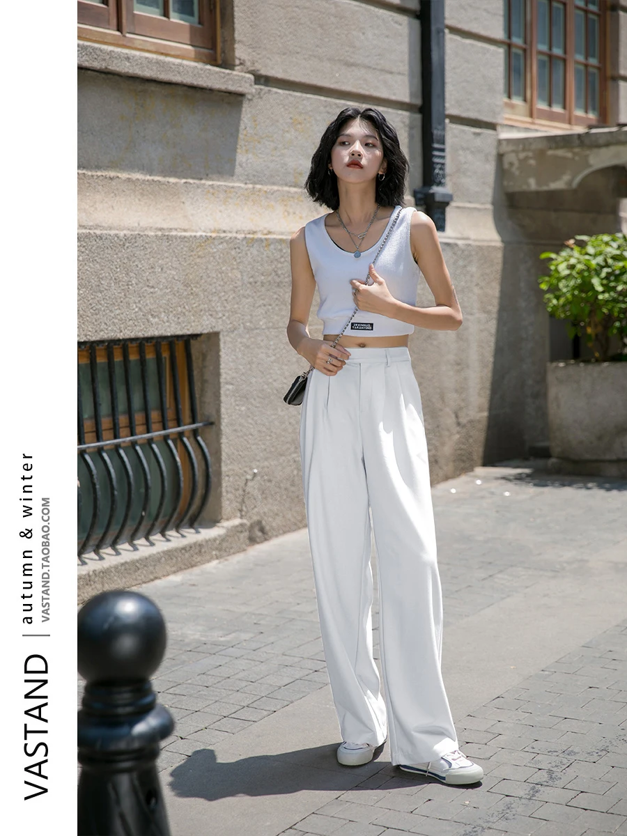 

Новые летние свободные женские брюки с широкими штанинами, драпированные, в пол, прямые, повседневные, с высокой талией