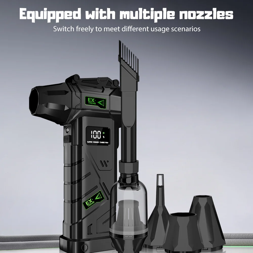 

990000RPM Air Blower High Power Turbo Fan LED Lighting Screen Display Brushless Motor Air Gun 8000mAh Battery8000mAh