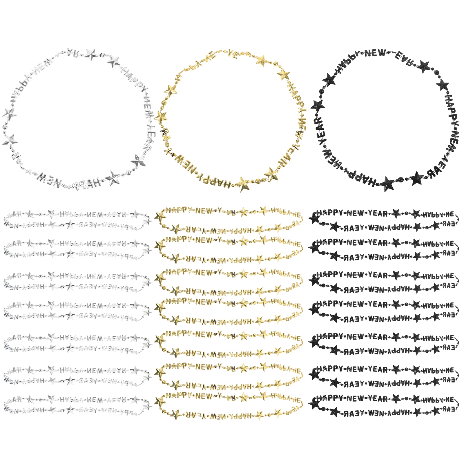 

24 Pcs New Year Bead Necklaces Plastic Coated Party Supplies Star Necklace Chain Accessories Hanging Chains Beads Decorations