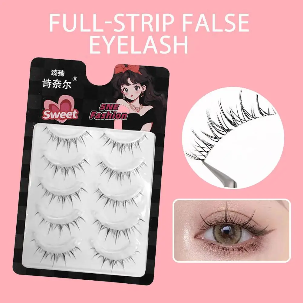 5 Pairs Full-strip False Eyelashes Soft Natural Long Eyelashes To Needed Glue Eyelashes Lashes No Self-adhesive Wear Fake Q S3C2