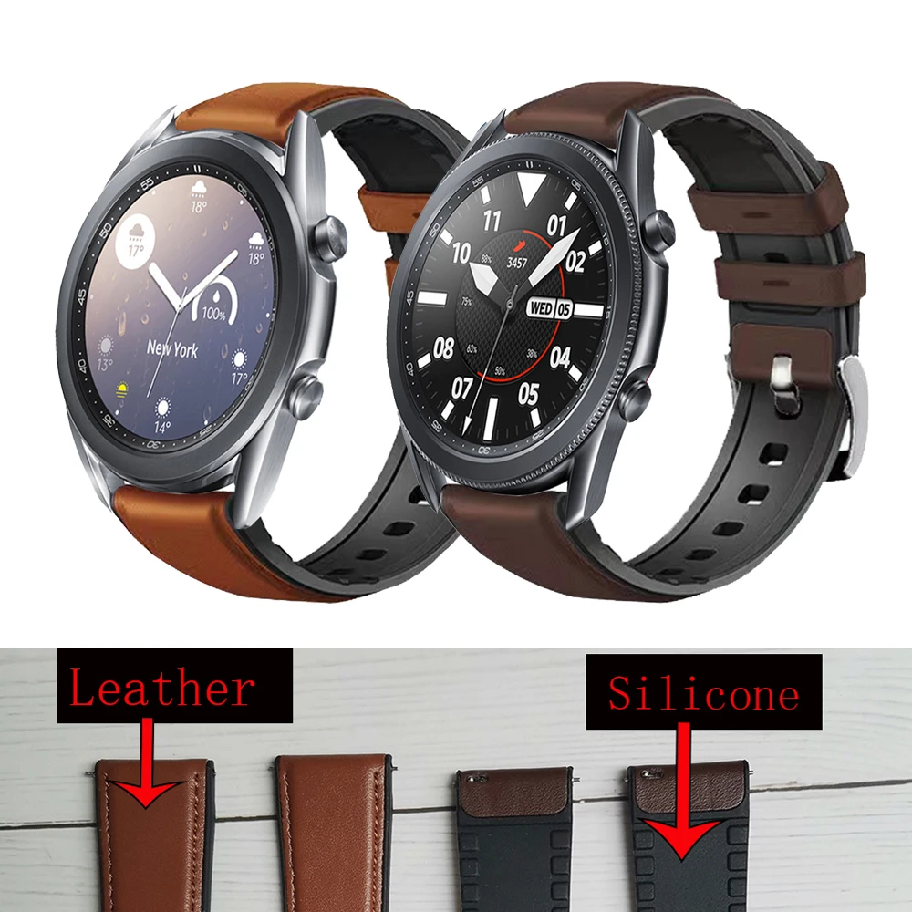 20mm 22mm Sport Bracelet For Samsung Galaxy Watch 3 45mm 41mm Strap Silicone Leather Band For Galaxy Watch 46mm 42mm/Gear S3 S2