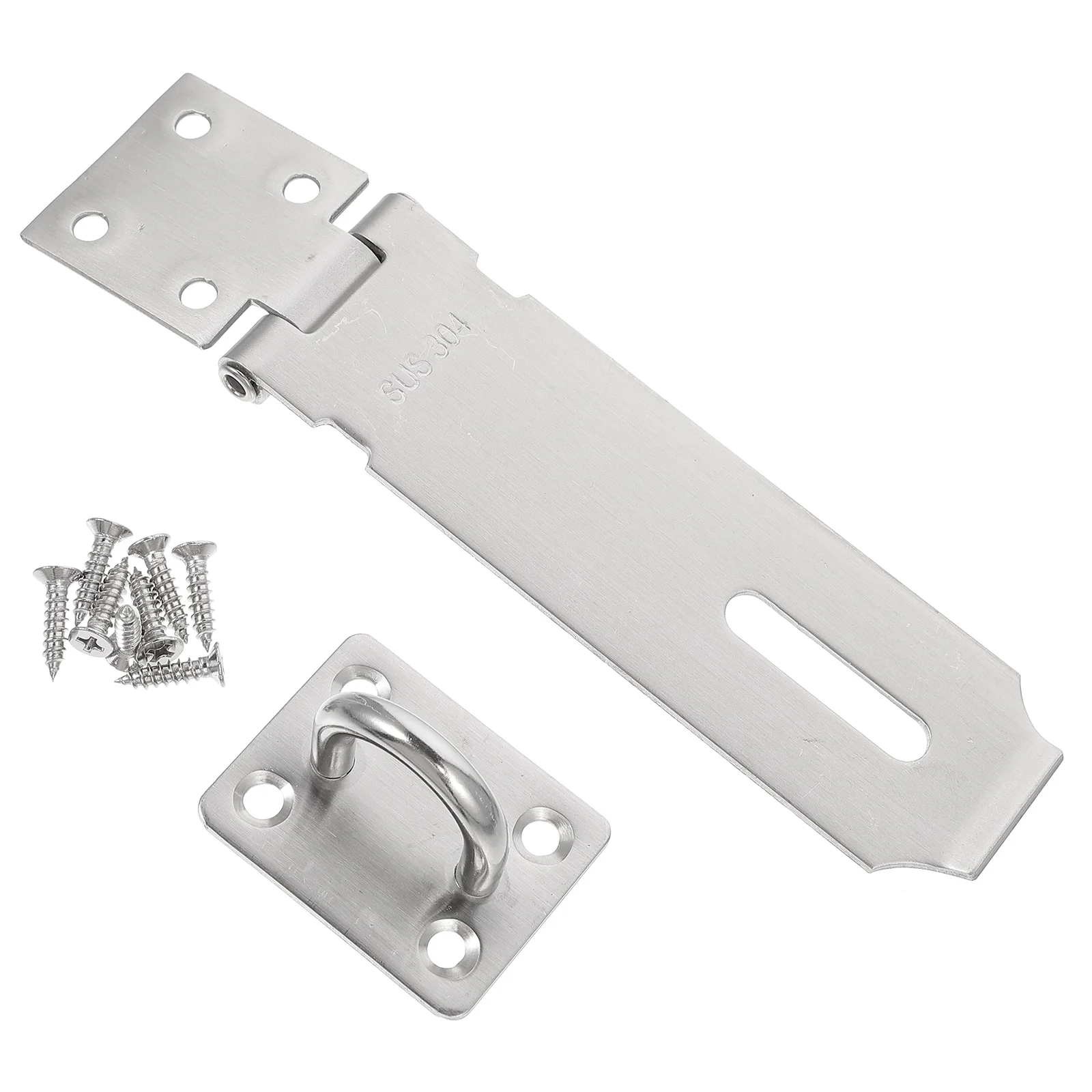 

1 Set Door Locks Hasp Latch Stainless Steel Clasp Safety Gate Lock Hasp Anti-Theft Door Cabinet Buckle Durable Screws Included