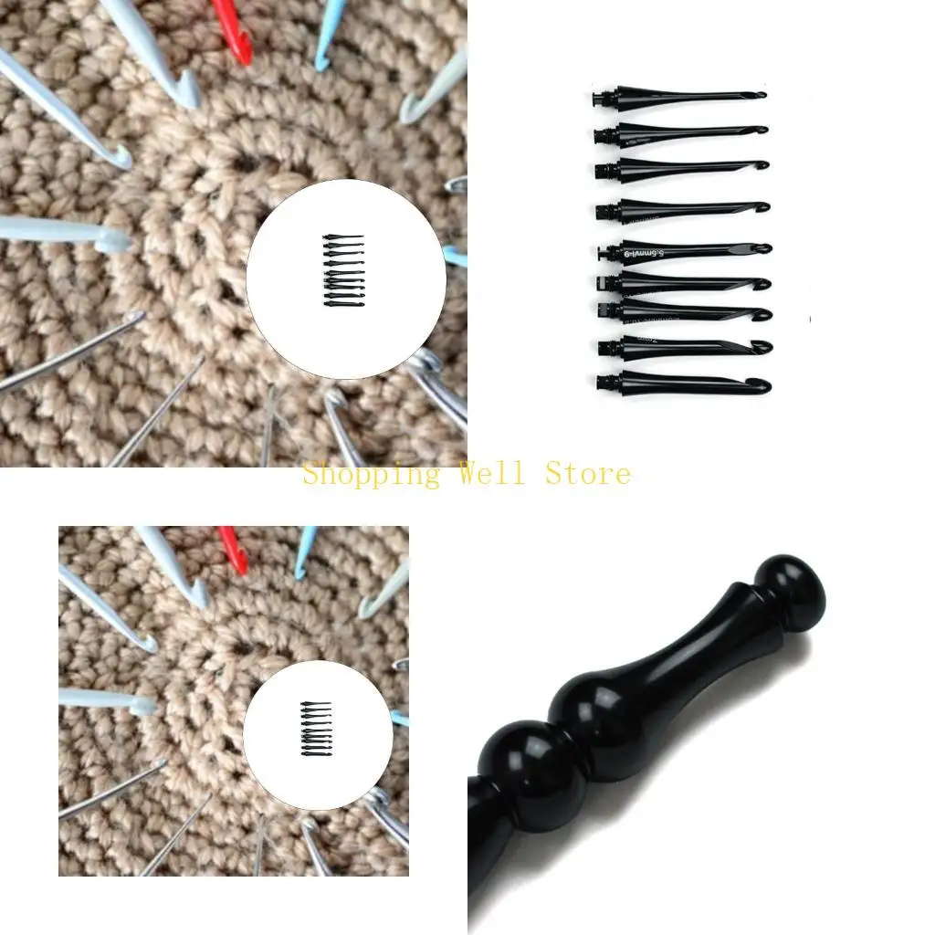 

KX4B Replaceable Crochet Hooks 9 Heads Resistant Aluminum Crafting Tool