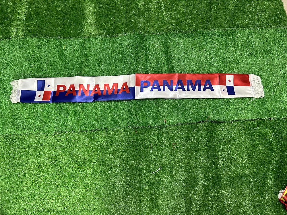 Bufanda bandera Panamá Sky Flag 2026 – Satén doble cara con borlas - imagen 4