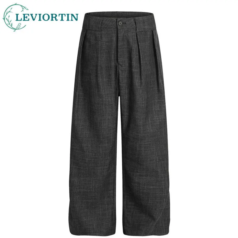 

Мужской ретро-европейский и американский модный бренд, плиссированный деконструкционный дизайн, свободные прямые повседневные широкие брюки для костюма