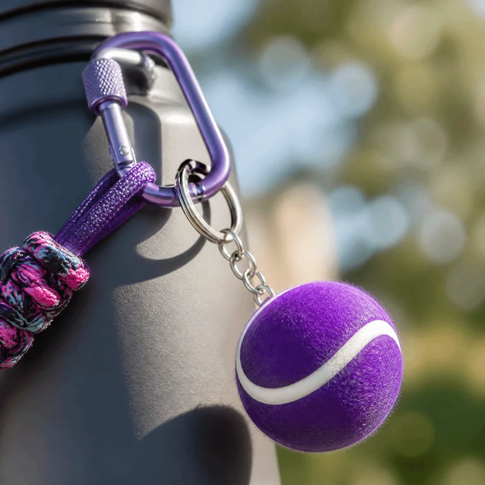 Soft Squeezable Material Grip Strength Trainer Compact Lightweight Tennis‑Shaped Fidget Keychain Creative Design