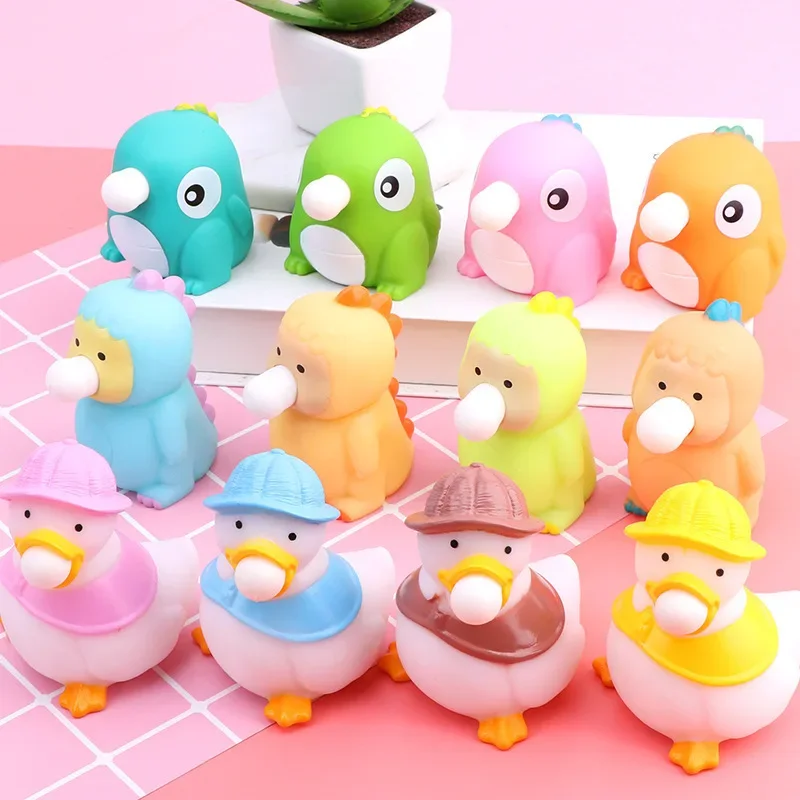 Fidget Toys Blow Spits Bubble Kawaii Squeeze Lovely Animal Soft Squishy Anti Stress Relief Kid Toy For Autism Baby Bath Toy Gift