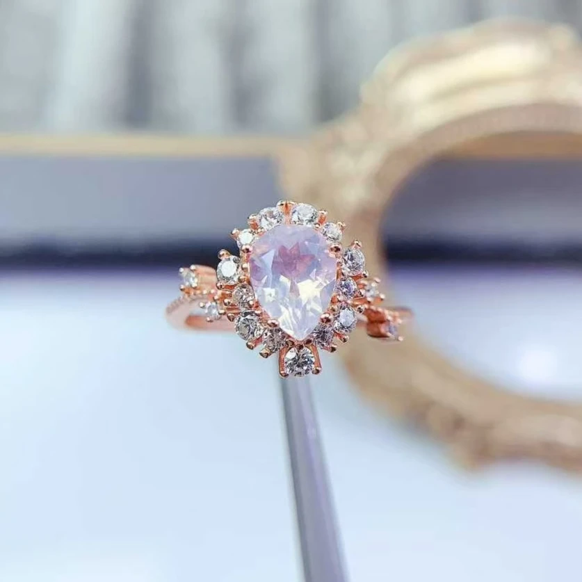 

Dazzling 925 Silver Crystal Ring Natural Amethyst Ring 7mm*9mm Genuine Light Purple Amethyst Jewelry