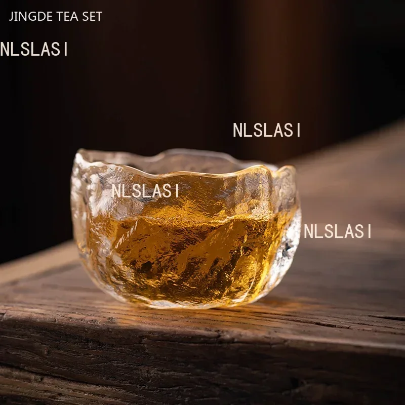 1Pc Japanese Glass Tea Cup Portable Personal Single Cup Tea Set Accessories Lotus Teacup Custom Household Drinkware