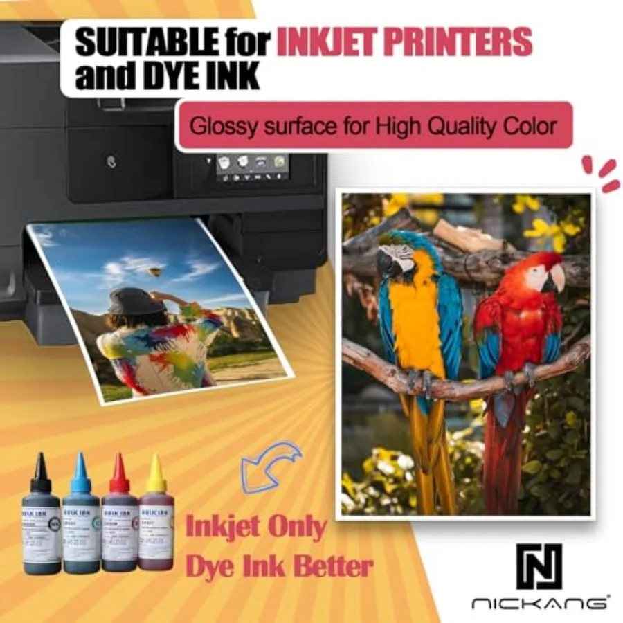 Glossy Photo Paper 8.5x11, 53LB/200GSM, Letter Size 30 Sheets Compatible with Inkjet Printers, Premium Weight for Framing and L