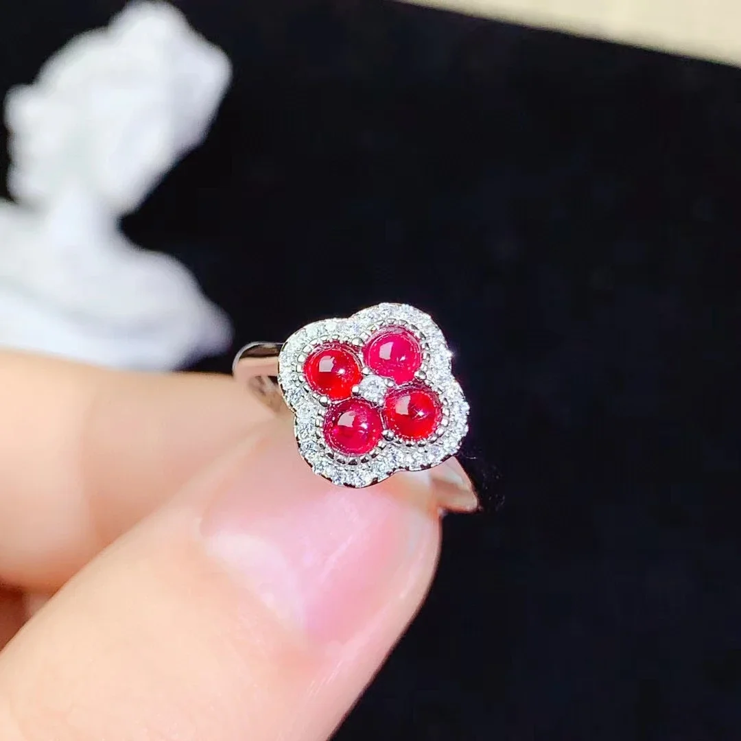 

Fashion Ruby 925 Silver Ring for Office Woman 3mm Total 0.4ct Natural Burmese Ruby Jewelry 18K Gold Plated Gemstone Ring