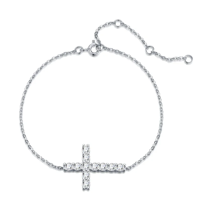 ZFSILVER Fashion Classic 925 Silver Trend Moissanite Design Cross Bracelet For Charm Women Accessories Jewelry Party Gift L17246