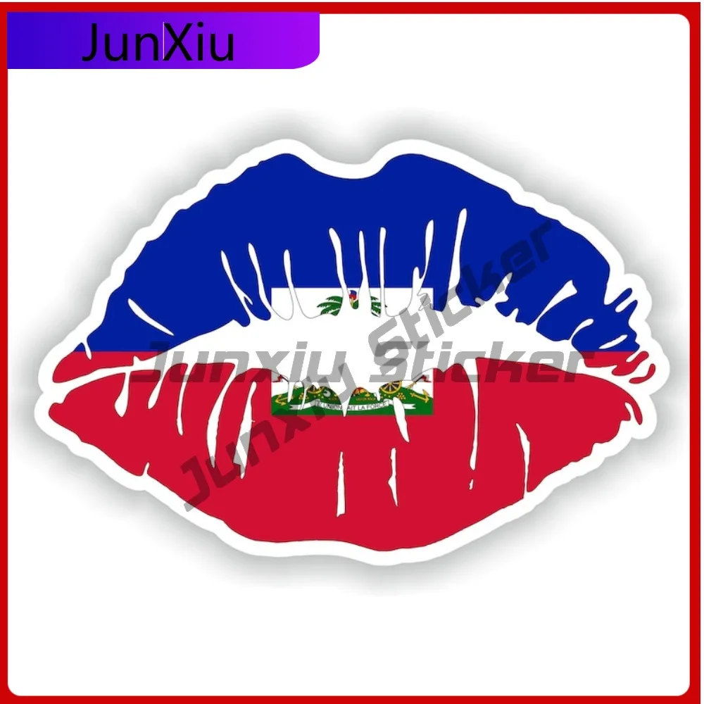 

Haiti Flag Lips Shape With National Emblem Vinyl Decals Refit Custom Decals Car Exterior Decoration Stickers Funny Decorations