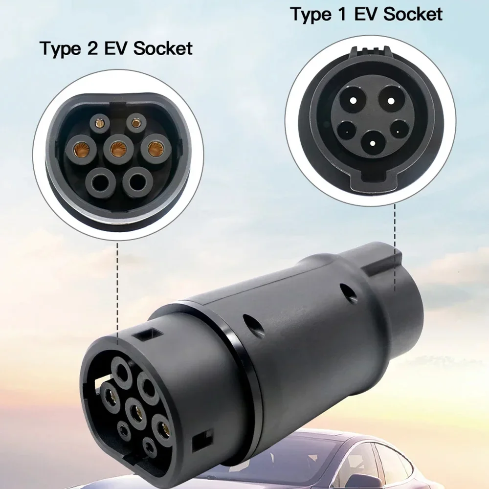 Lonlink ev ladegerät adapter 32a 7,2 kw sae j1772 buchse typ 1 zu typ 2 konverter für das laden von elektro fahrzeugen vom typ 2