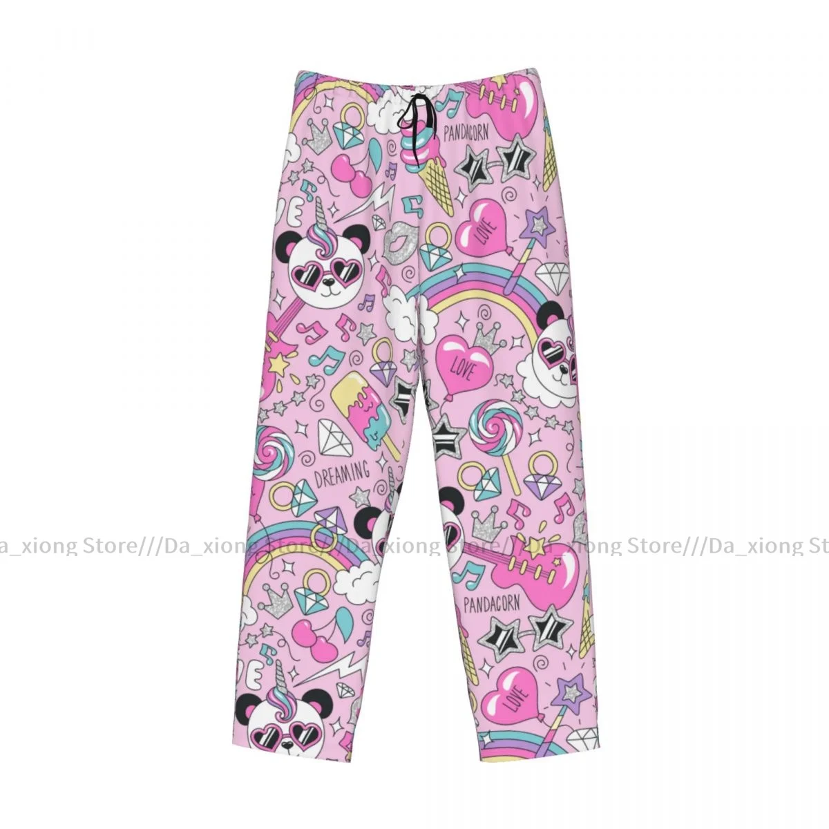 Mens Casual Pajama Long Pant Loose Elastic Waistband Cute Panda Unicorn Cozy Sleepwear Home Lounge Pants