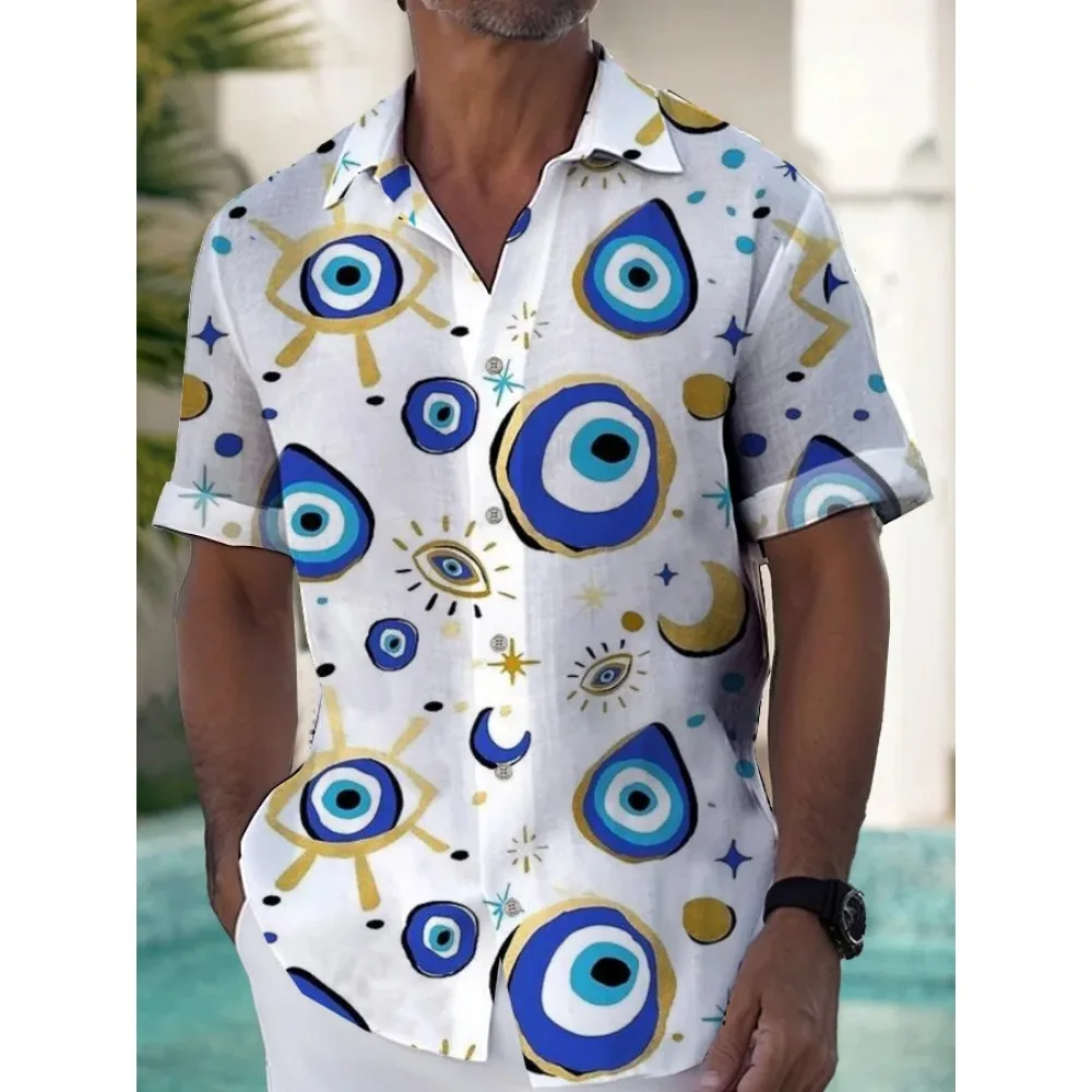 Casual Holiday Style Lapel Men Shirt 3D Print Man/Women Fashion Short Sleeves Shirts Button Streetwear Oversized Unisex Clothing