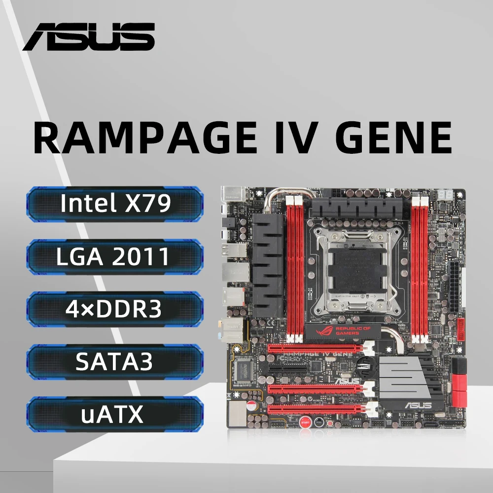 ASUS Rampage IV Gene Motherboard LGA 2011 Support i7-4960X i7-3970X i7-3930K E5-2690 v2 CPU 4×DDR3 2400MHz 32GB X79 Mainboard