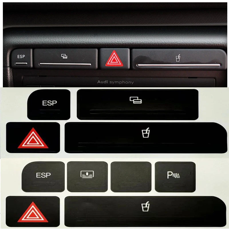 

1Pc ESP Cup Emergency Repair Car Stickers For Audi A4 04-06 Decals Repair Worn Button Knob Switch 6x15cm PVC Black