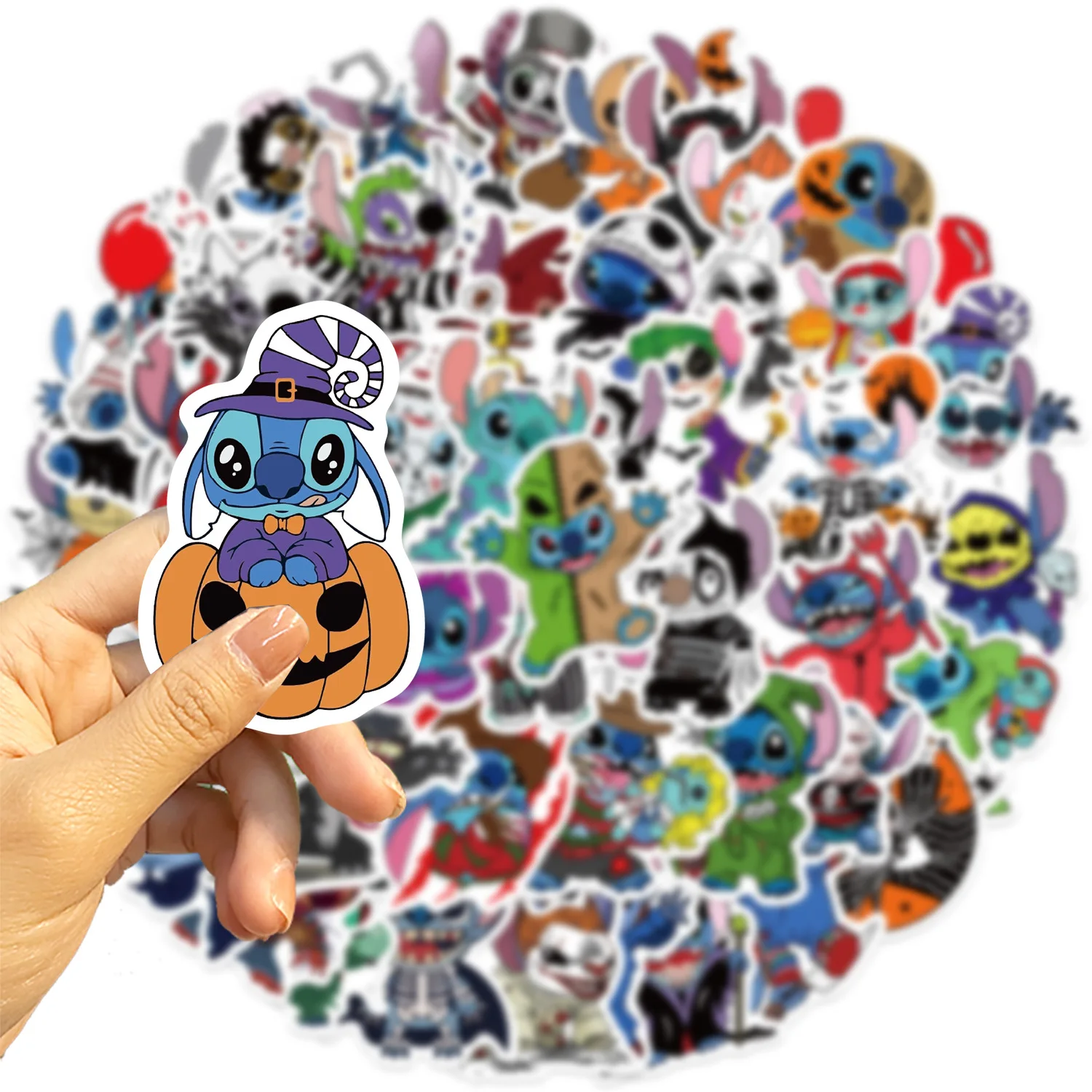 50PCS Halloween Horror Cartoon Lilo & Stitch Stickers DIY Diary Laptop Luggage Skateboard Graffiti Decals Fun Classic Toy