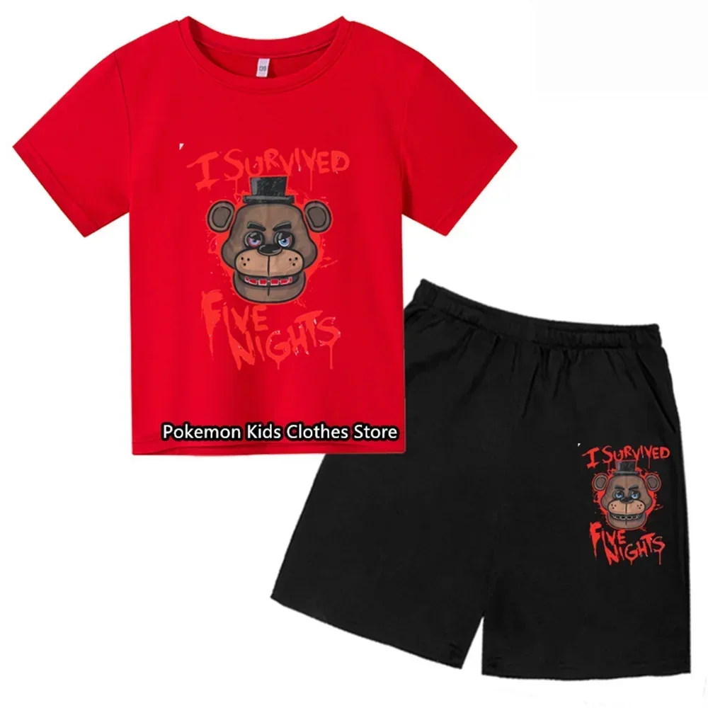 Fashion Clothing Kid Five Night at Freddy Fnaf T-shirt Set Children Cartoon Printed Tee Shirts T Shirt for Boys Girls Tops