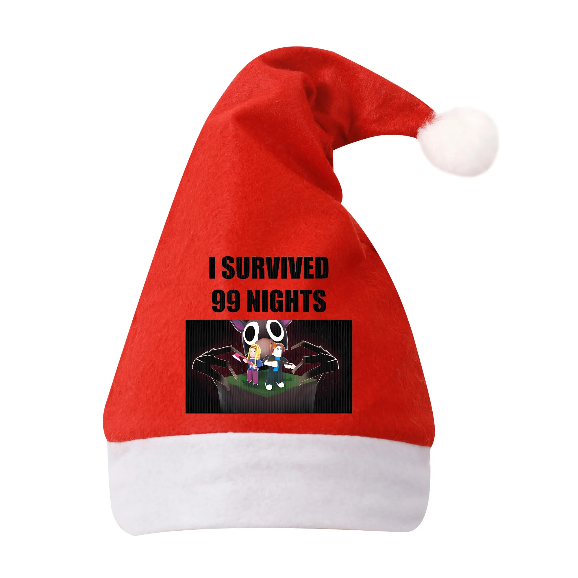 หมวกคริสต์มาส 99 คืนในป่า ของตกแต่งงานปาร์ตี้คริสต์มาส หมวกคริสต์มาสผ้ากำมะหยี่สีแดงหนา สำหรับผู้ใหญ่และเด็ก ของขวัญสำหรับเด็ก