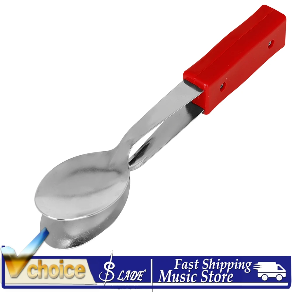 Musical Rhythm Spoond with Red Silver Handle Musical Spoons–Profession Percussion Instrument for Music Education &Learning
