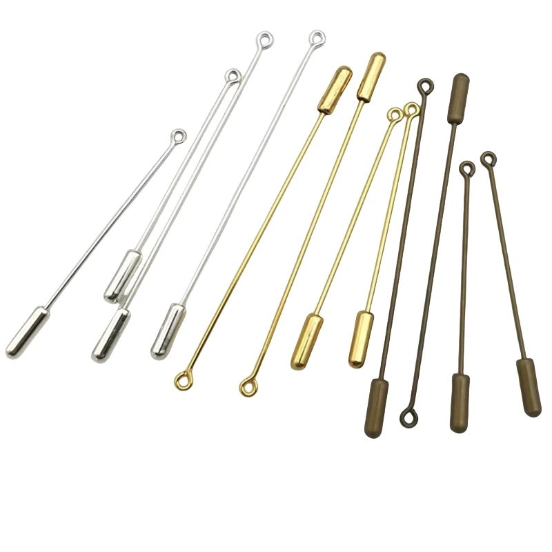 BoYuTe (50 Pieces/Lot)  50-70mm Length Metal Brass Lapel Pins Accessories Diy Hand Made Jewelry Materials