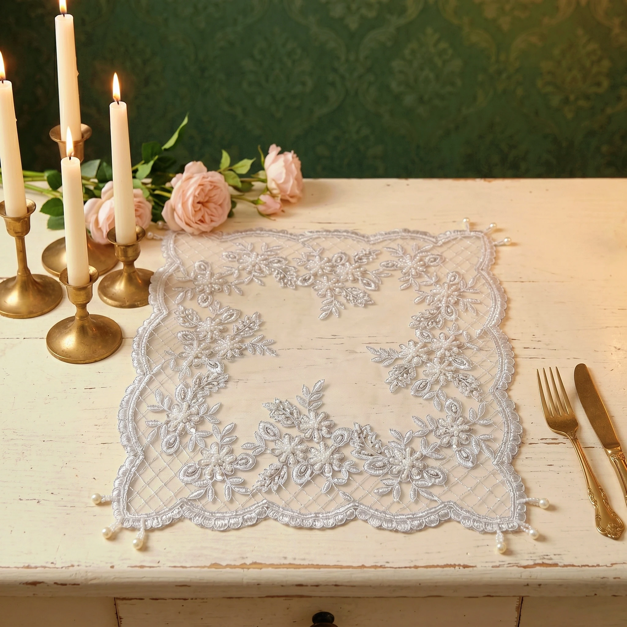 Набор из 4-х кружевных салфето – обзор и цена Embroidery Wedding
