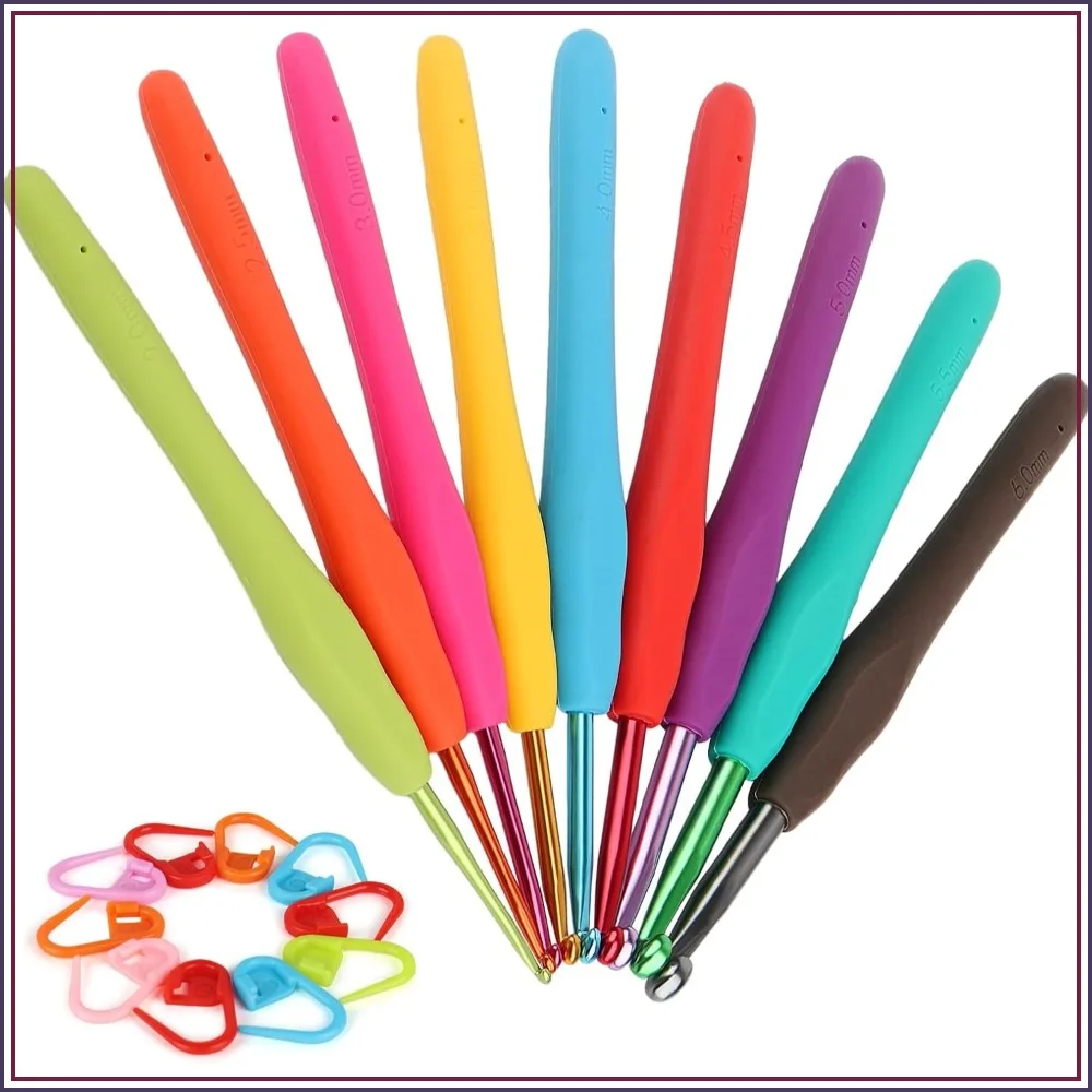 Ergonomic Crochet Hooks Set with Metal Knitting Needles