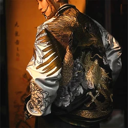 2024 Dragon Peony Chrysanthemum Phoenix Suzaku Embroidered Original Yokosuka Sukajan Souvenir Jackets High Street Men Boys Loose