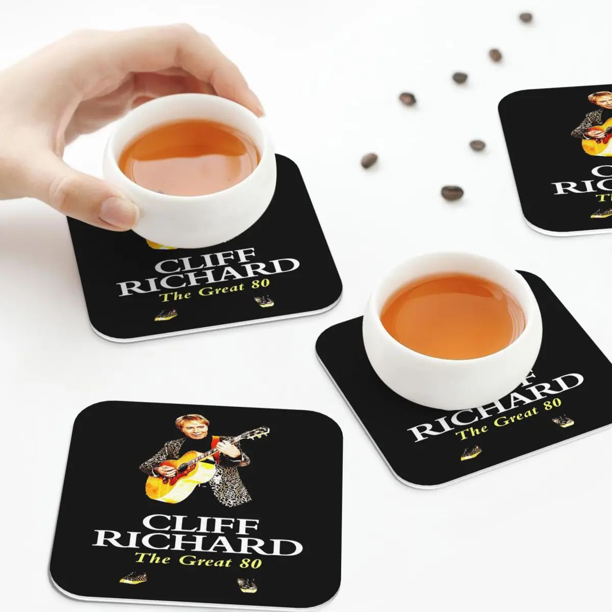 American Legend Singer Songwriter Actor Cliff Richard Coasters Kitchen  Insulation Cup Coffee Mats  Tableware Pads Set of 4