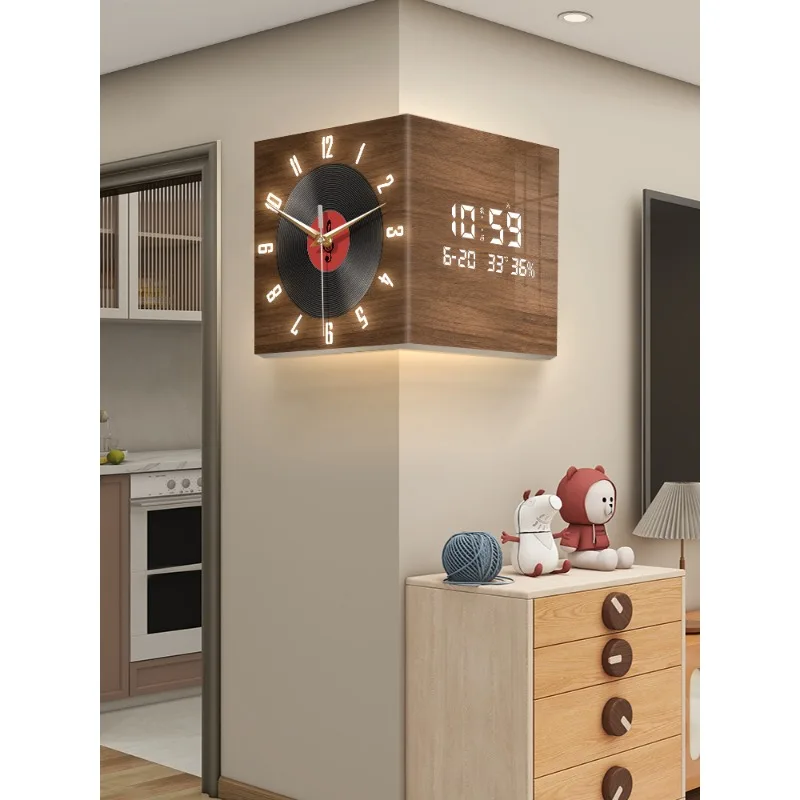living room corner  perpetual calendar 2025 new electronic clock double-sided wal corner wall lamp