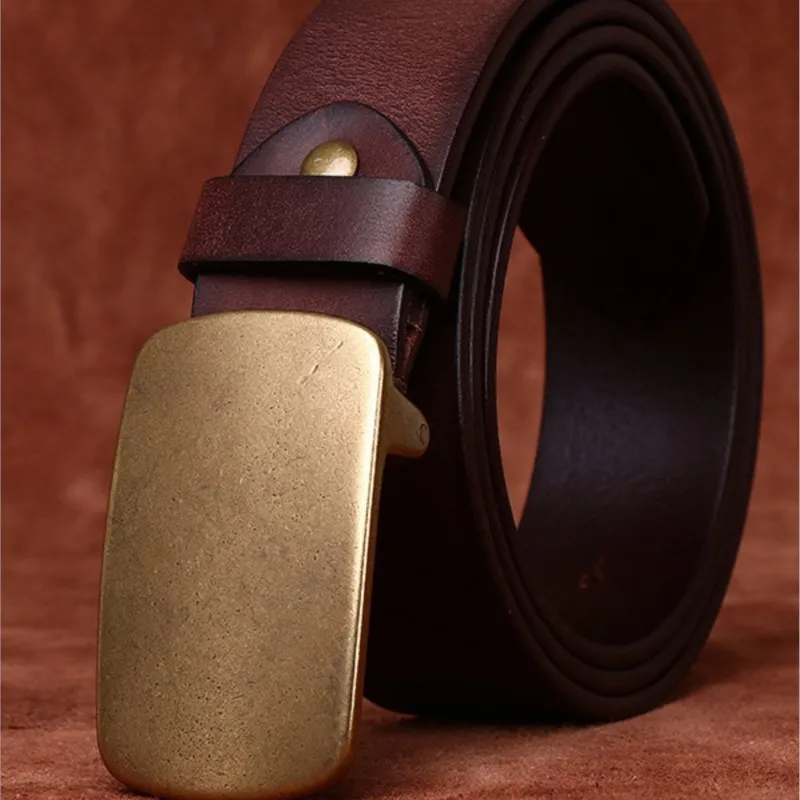 37CM top-grain cowskin leather smooth belt men's pleated plate casual